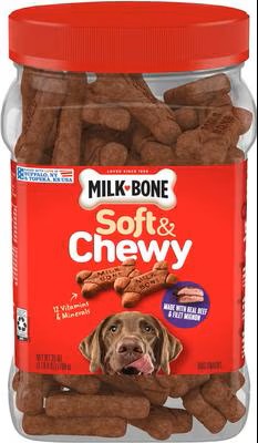 Milk-Bone Soft & Chewy Beef & Filet Mignon Recipe Chuck Roast Dog Treats, 25-oz tub