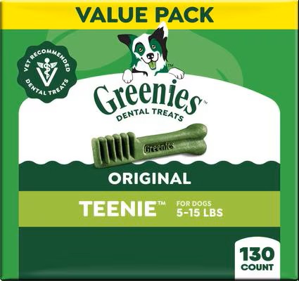 Greenies Teenie Natural Original Chicken Flavor Dental Dog Treats, 130 count